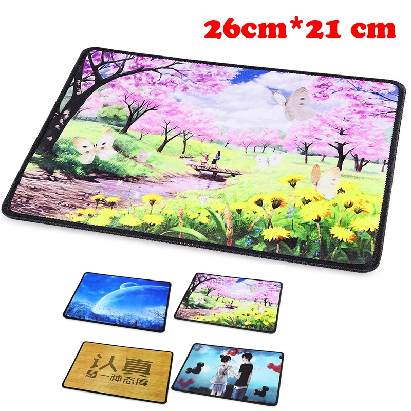 

26*21cm Rubber Washable Small Size Customized Mouse Pad Computer Game MousePad Fabric Mouse Mat for Home and Office