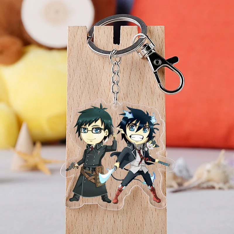 

New Anime Ao No Exorcist Keychain Blue Exorcist Acrylic Figure Model Pendant Keyring