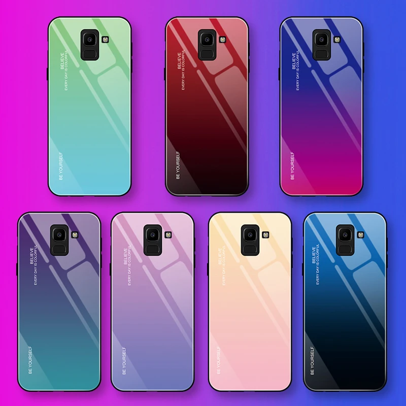 Чехол из закаленного стекла для Samsung Galaxy S8 S9 S10 Plus S10e A50 A30 70 A7 J6 A8 2018 Note 8 9 M30 M20 Aurora