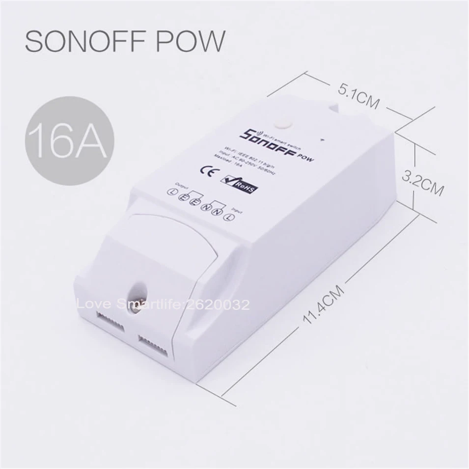 Sonoff Pow Wireless WiFi Switch ONOff 16A With Power Consumption Measurement For Home Appliance IOS Android Remote 85-250V -4