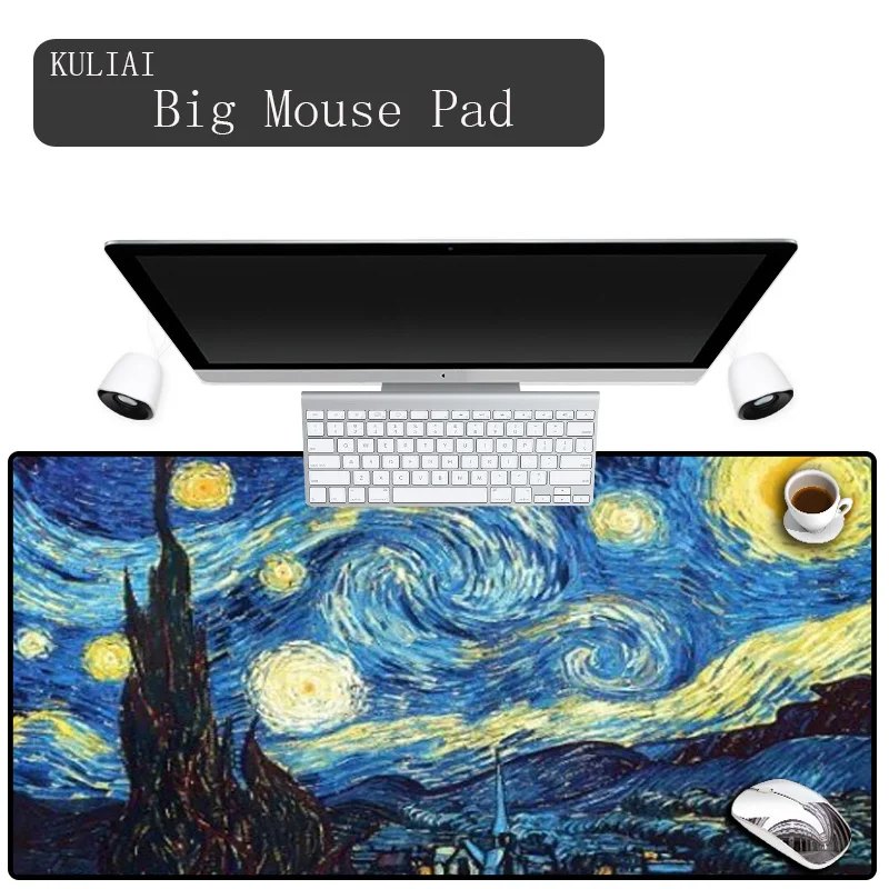 

XGZ Art Wallpaper Famous Painting Mousepad Office Desk Desktop Laptop Mouse Pad Large Size Game Can Wash Fast Rubber Mousemat