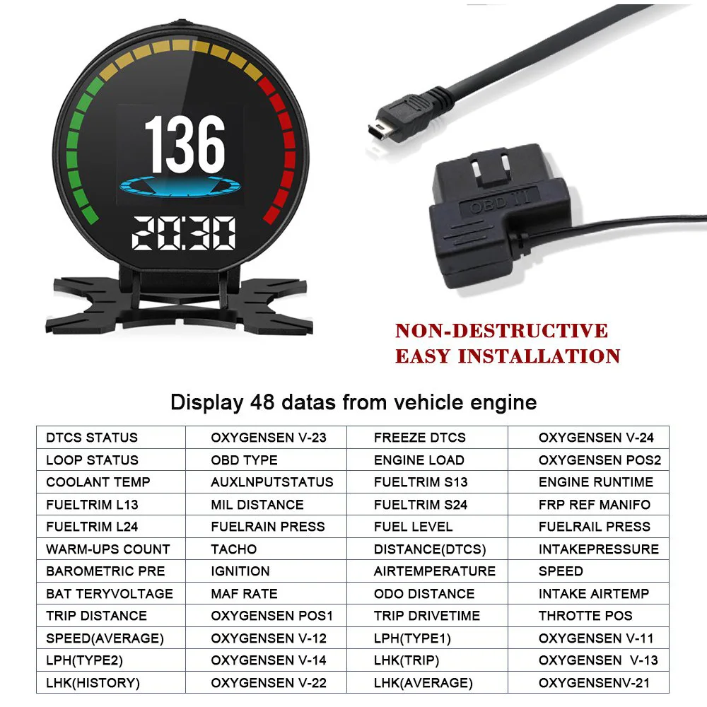 P15 OBD2 автомобильный Hud Дисплей автомобильный OBD диагностический инструмент автомобильный монитор HD TFT дисплей лобовое стекло проектор плоский вид инструмент