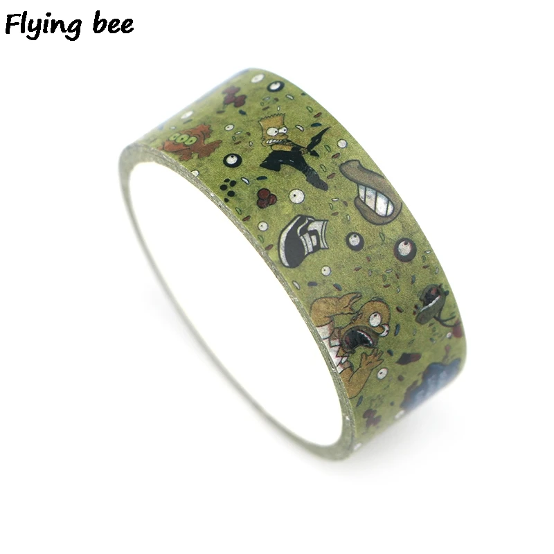 Flyingbee 15mmX5m Бумага васи лента мультфильм милый забавный клейкая дети DIY