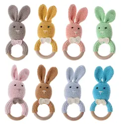 Новорожденные сенсорные игрушки детские деревянные браслет для прорезывающихся зубов вязаный крючком Кролик прорезывание зубов кольцо