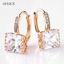 GULICX 2016 Fashion Princess Gold Platinum Plated Hoop font b Earring b font for Women White
