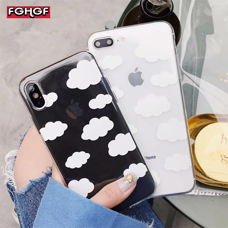 

FGHGF Cute Clouds Graphic Phone Cases for iPhone X 6 6S 7 8 Plus XS XR XS Max 5 5S SE Girly Ultra-Thin Soft TPU Phone Back Cover