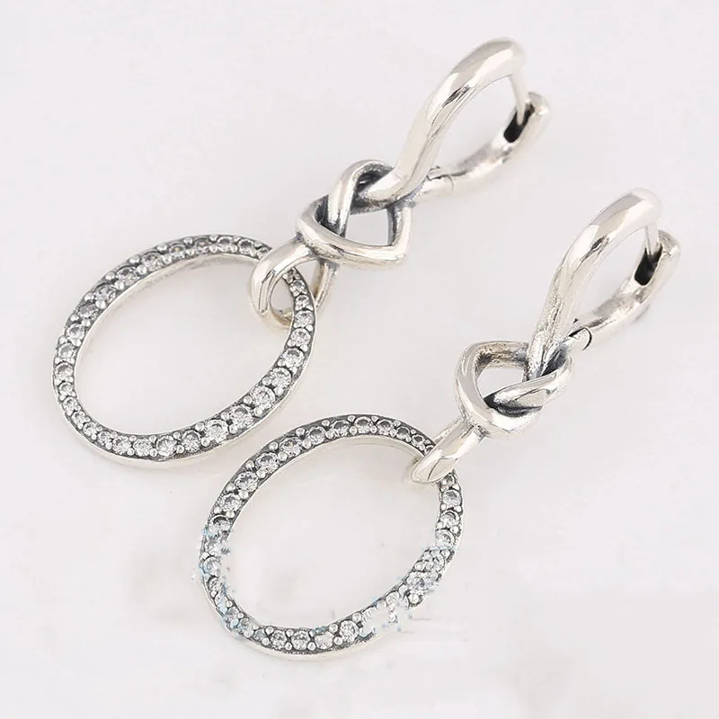 

2019 New 925 Sterling Silver Fashion Knotted Hearts Hanging Earrings Fit for Original Women's Earrings DIY Jewelry