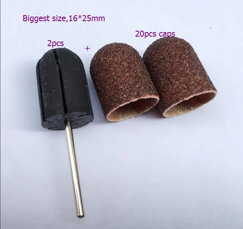 Lixa as Bandas do Unha do Tampão do Arquivo do Manicure Apertos de Borracha do Salão de Beleza do Unha Seguram a Máquina da Broca do Unha da Broca 16*25mm os Maiores Ferramentas + 2 Pces 20 2 Beleza e saúde
