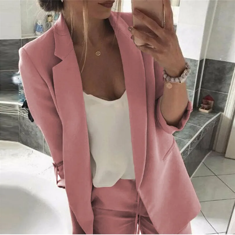 New Autumn Women Long Sleeve Blazer Open Front Short Fashion Cardigan Winter Coat Suit Jacket Outwear Work Office Coat (18)