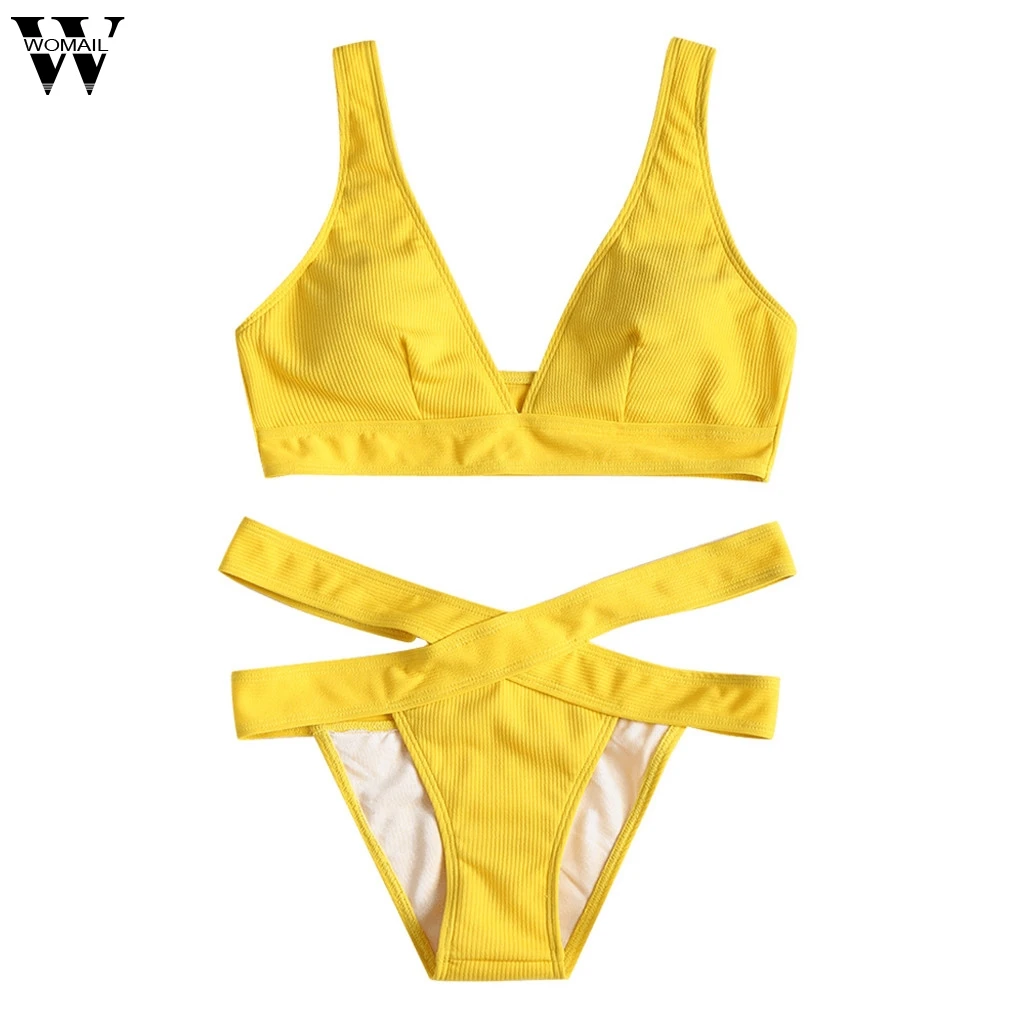 

Womail Swimsuit Fashion Women Soild Push-Up Padded Bra Beach Set Swimsuit Beachwear Swimwear Swimsuits dropship Mar7