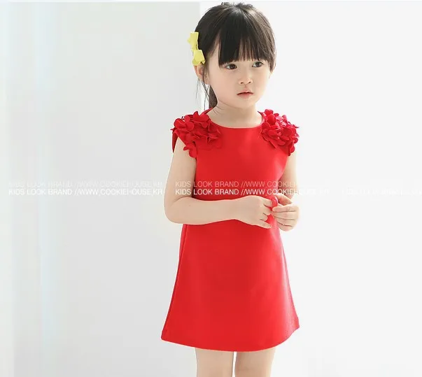 

Korean children's clothing Korean girls summer flower red and pink dress fashion princess dress