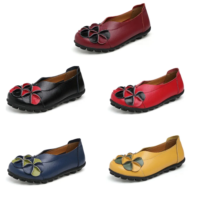 EOFK Women Ballet Flats Leather Shoes Woman Autumn Women's Shoes Slip On Flower Elegant Flats New High Quality Soft Ladies Shoes Women's Shoes