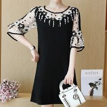 Платье женская одежда весеннее летнее женское платье кружевное повседневное элегантное женское платье с круглым вырезом винтажное мини Vestidos M-5XL