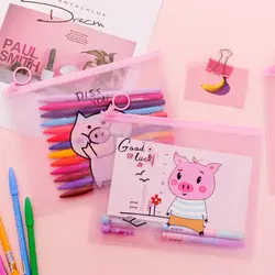 Творческий розовый поросенок A5 файл мешок корейские милые девушки сердце кольцо на молнии пенал для хранения сумка канцелярские
