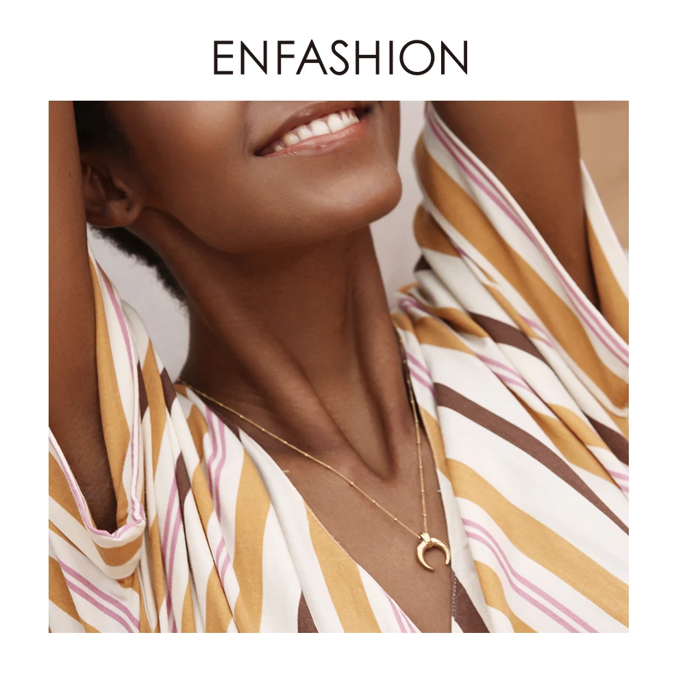 Baratos Collar de Luna enmoda para mujer, cadena larga de Color dorado, collares de declaración para hombres, joyería de acero inoxidable Boho 2019 Naszyjnik PM193003