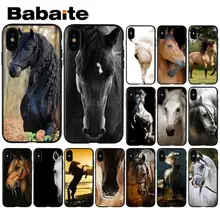 Babaite Frederik Besar Kecantikan Kuda Hitam Soft Shell Ponsel Cover untuk Apple Iphone 8 7 6 6 S PLUS X XS Max 5 5 S SE XR Cover(China)