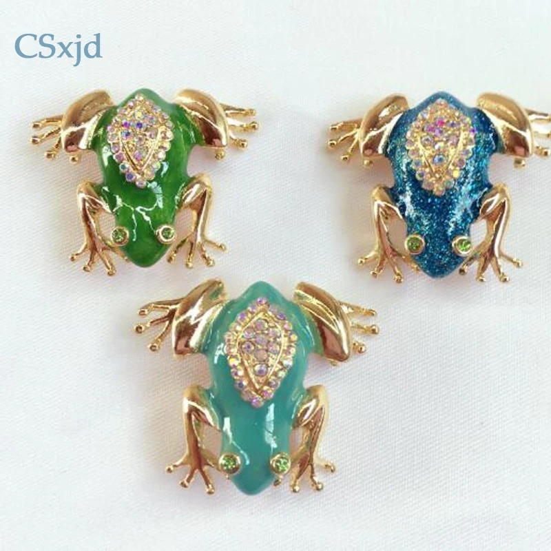 CSxjd Cute frog brooches Rhinestone Enamel for women and men green frog