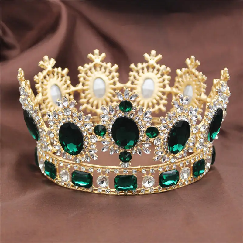 himstory luxuoso exagerado grande redondo tiaras coroa strass casamento nupcial tiara rainha cabeça da coroa de cristal jóias cor