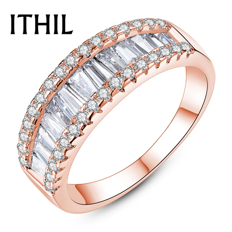 

ITHIL 2018 New Wedding Rings For Women Rose Gold Silver Color Cubic Zirconia Engagement Ring Fashion Crystal Jewelry Anel Gift