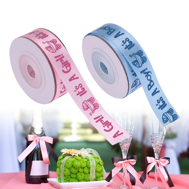

10Yards/Roll IT&#39S A BOY/GIRL Satin Ribbons Favors Ribbon for Kids Baby Birthday Party Supplies Baby Shower Decoration