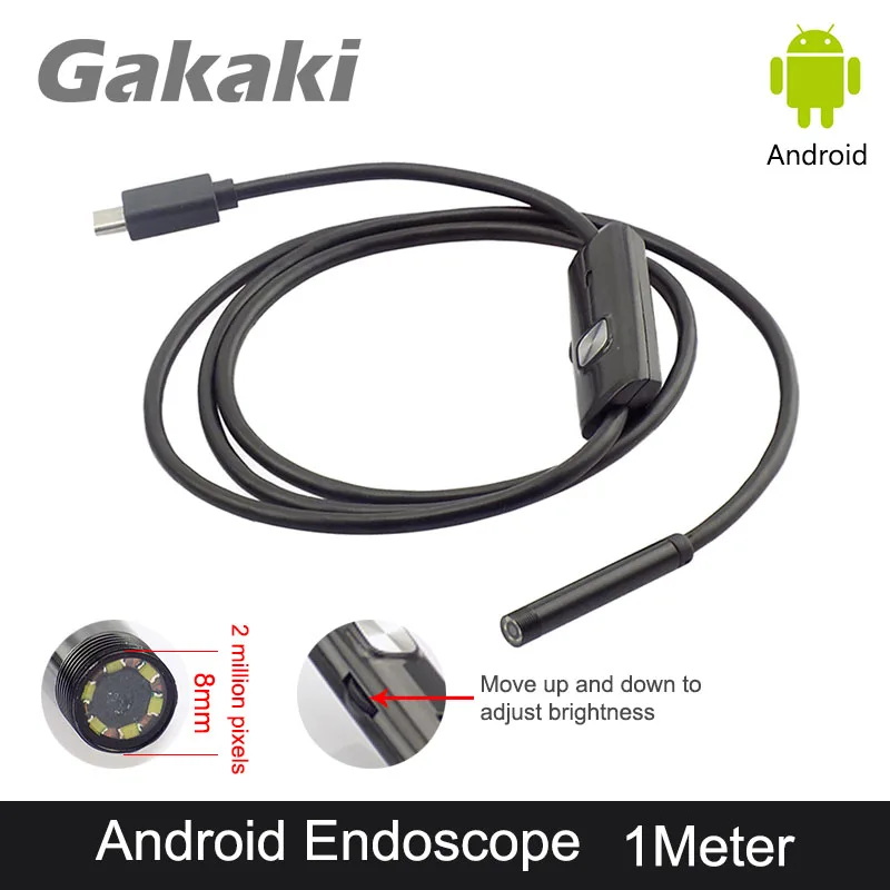 

Gakaki 2MP 8mm 1M For Android OTG USB Endoscope Camera Snake Tube USB Mobile Phone Waterproof Inspection Borescope Endoscoop Cam