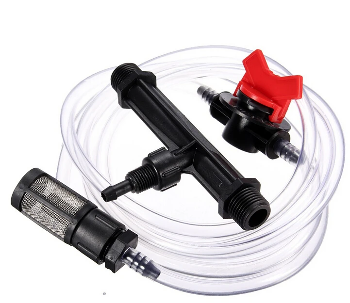 

Fertilizer injector with filter for irrigation nozzle mist