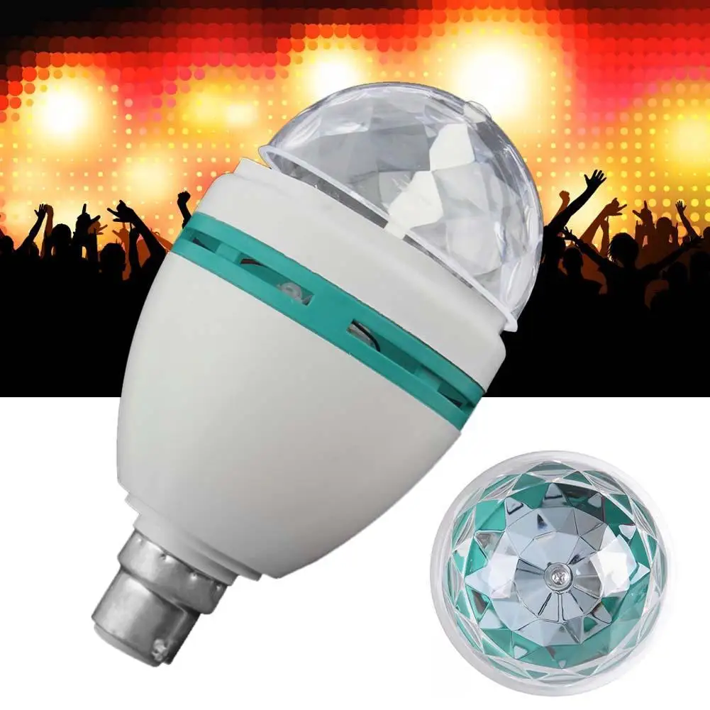 B22 3W RGB LED Crystal Stage Rotate Color Light Bulb Party Disco Bar