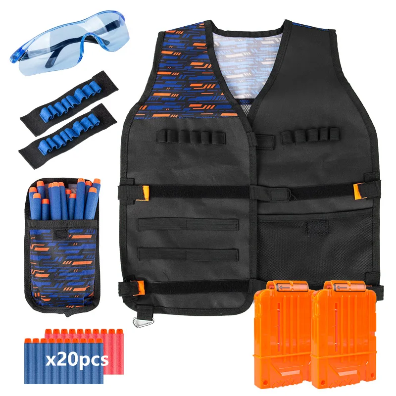 Игрушечный костюм для игрушечного пистолета Nerf, тактическое снаряжение, пистолет, челнок, пуля, аксессуары для журналов, зажим для пули, совместимый пистолет Nerf, Рождественский подарок - Цвет: Vest suit A