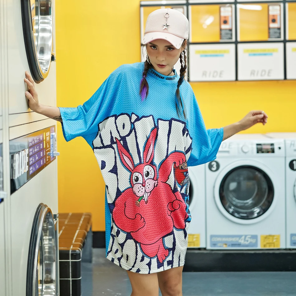 Модный укороченный Топ для женщин Harajuku футболки Синяя уличная футболка с