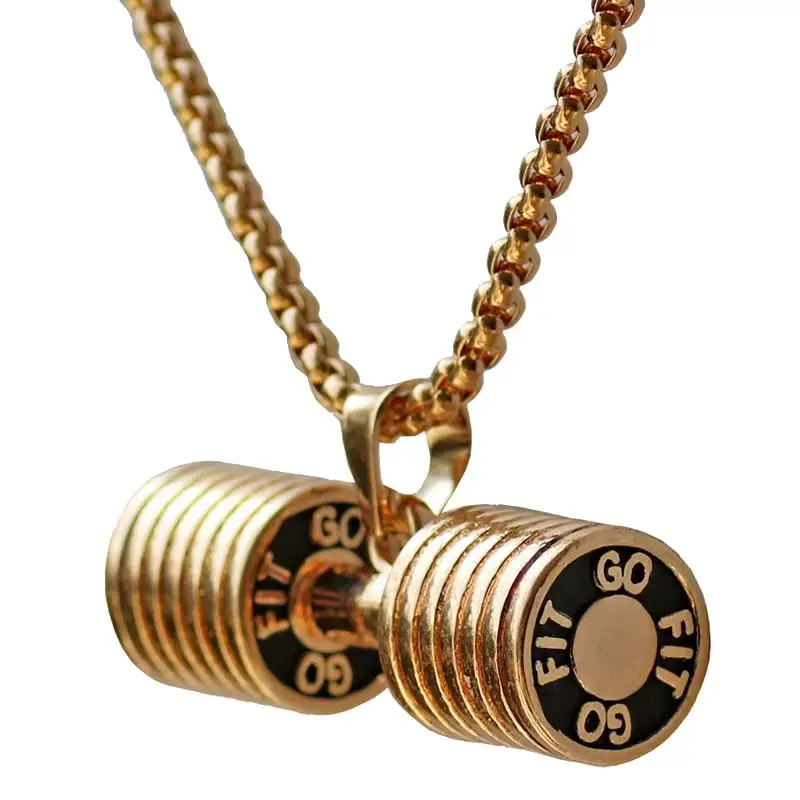 

Stainless Steel Dumbbell Pendant Necklace For Women Bodybuilding Gym Weight Crossfit Barbell Necklace Fitness Jewelry
