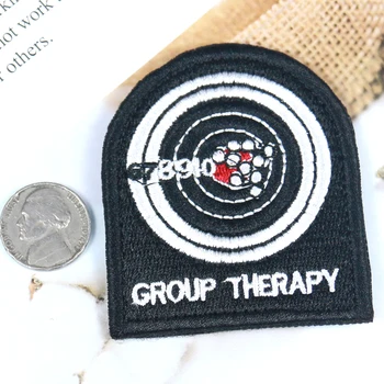 

Group Therapy Letter Target Practice Motif High quality Embroidery Patch HOOK & LOOP on Patches for Clothing Embellished