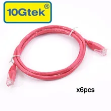 10gtek CAT6 патч-корд UTP, RJ45 сетевой кабель, красный, 1 м(3,3 футов), 24AWG 6 шт. в упаковке, для гигабит Ethernet, коммутирующий маршрутизатор