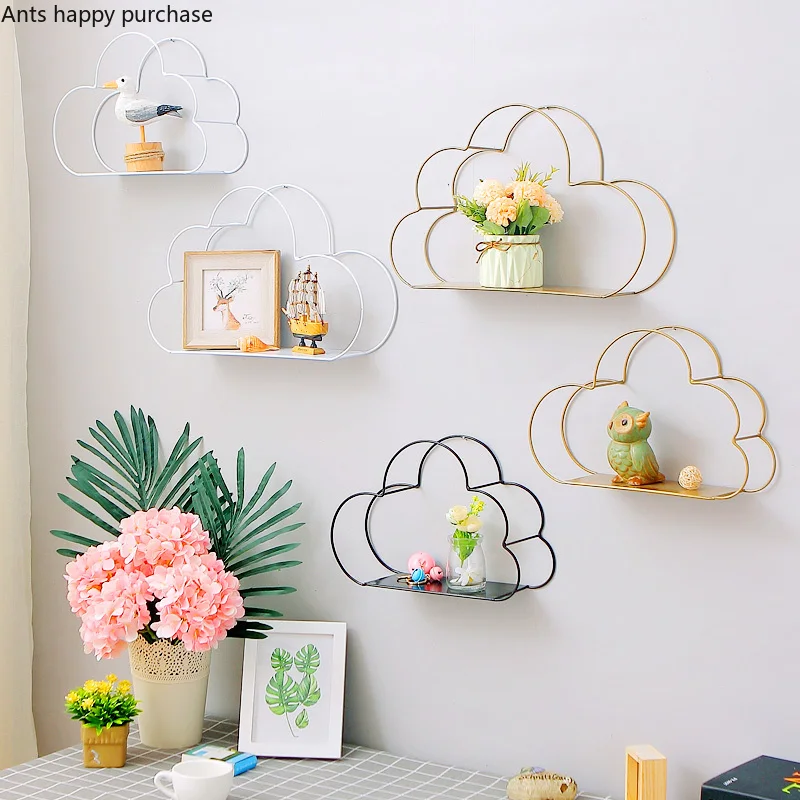 

Metal Gold Storage Rack Hanging Decorative Storage Box Flower Pot Storage Rack Wall Hanging Book Figurine Display Crafts Shelf