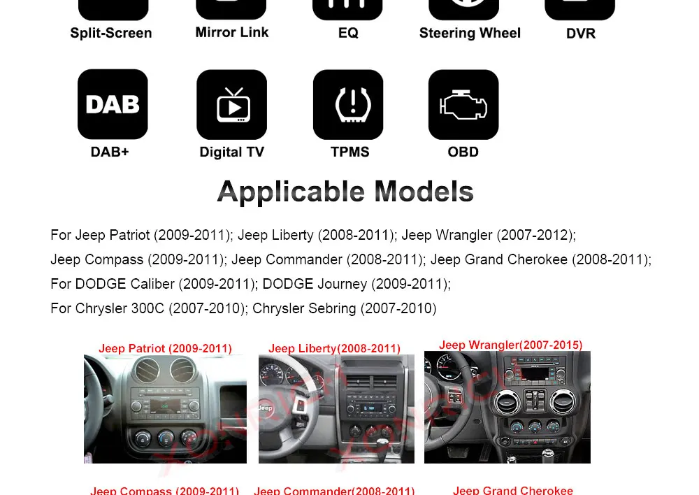 Cheap 2 Din Android 8.1 Car DVD Player For Jeep Grand Cherokee Chrysler 300C Compass Patriot Dodge Sebring GPS Navigation Radio Stereo 9