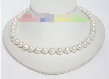 

Free Shipping>> new hot great luster 11mm round white Freshwater pearl necklace