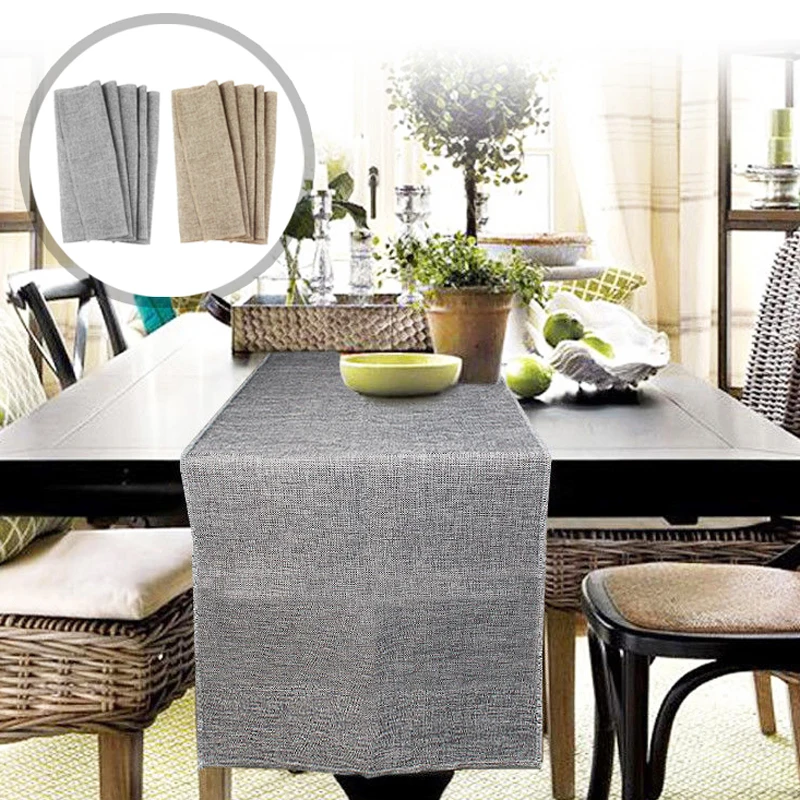 

New European Style Solid Linen Rectangle Table Runners Home Hotel Table Cloth Table Decorations