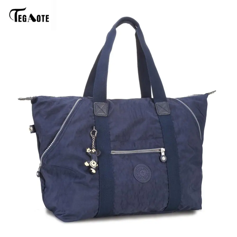 TEGAOTE, женская сумка с ручками, известный бренд, большая нейлоновая пляжная сумка на плечо, Повседневная Сумка-тоут, Женская сумочка, женская сумка, Bolsa Feminia - Цвет: Темно-синий