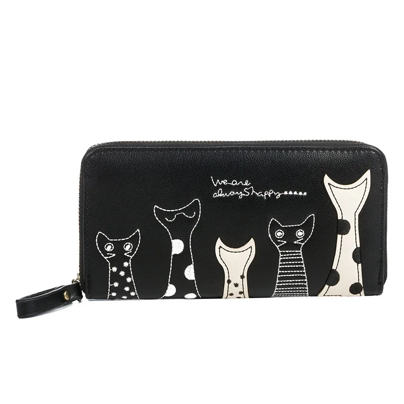 

2017 New Cat Cartoon Printed Women Wallets Long Wallet Female Card Holder Casual Zipper Ladies Clutch PU Leather #16Wa31/9-2