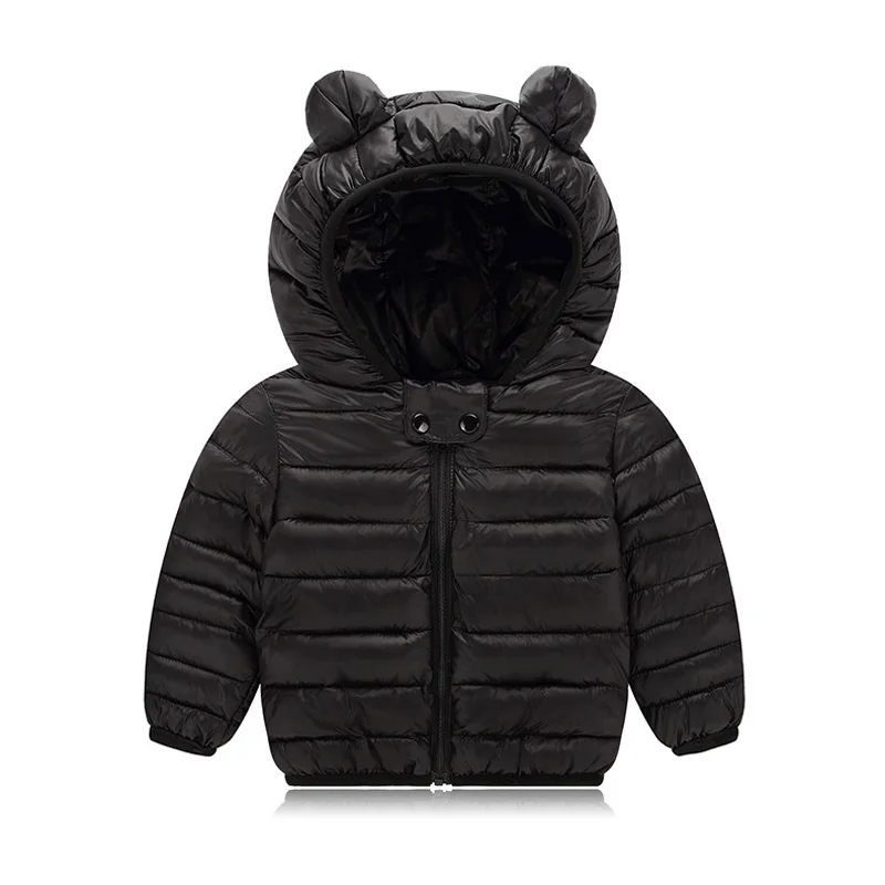 Куртка для маленьких девочек г. Осенне-зимняя куртка для мальчиков, пальто для девочек детская теплая верхняя одежда с капюшоном, пальто для мальчиков, куртка детская одежда - Цвет: Black