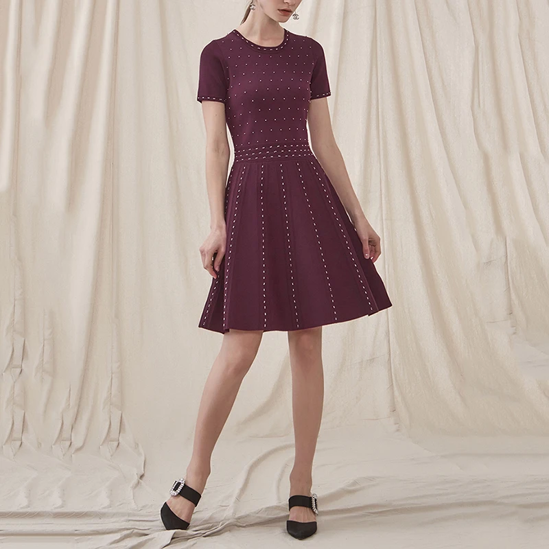 Robe femme элегантное вязаное платье женское 2019 летнее роскошное свитер с коротким