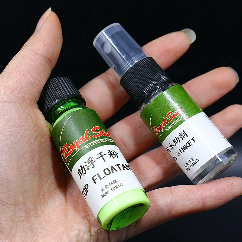 Royal Sissi Floatant Powder&sinket additives combo fly fishing chemical dry fly floating powder 20ml&wet sinking liquid 20ml fishing tackle fly fishing chemical fly fishing floatant