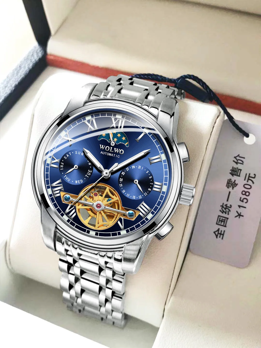 

Watt Watch Man Fully Automatic Mechanics Table Function Noctilucent Hollow Out Wrist-watches Male Surface Waterproof Rise l6098