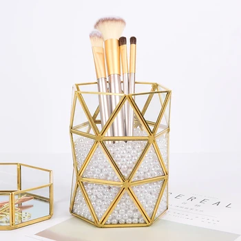 

Nordic Style Metal Storage Box Make-up Brush Pencil Storage Baskets Creative Simple Gold Home Desk Organizer 15.8*12.5cm