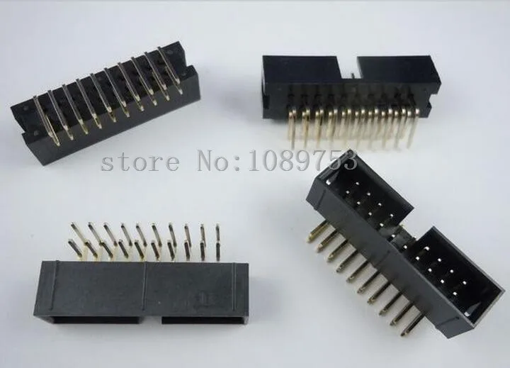 

10pcs 2.54mm 2x10 20 Pin Right Angle Male Shrouded PCB Box header IDC Connector