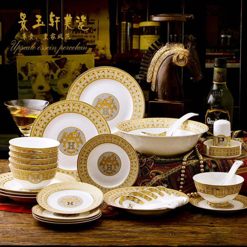 

European Tableware Disc Bone Porcelain Tableware Set Sample Room Hotel Pendulum Rice Bowls Porcelain Rice Bowls Fish Platter