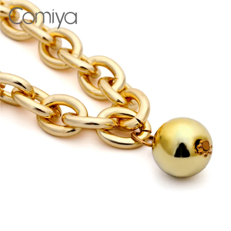 Comiya ожерелье s для женщин золотого цвета цинковый сплав звенья шар Макси-ожерелье с подвеской модные индийские ювелирные изделия Femme Collier