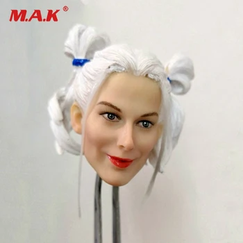 

1/6 Scale Beauty European Female Head Sculpt Ith Hard White Hair Clown Harley Quinn Head Carving Model for 12 inches Woman Body