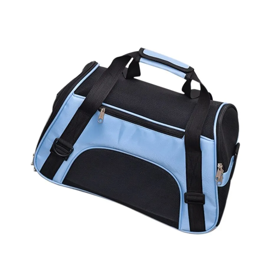 Дорожная сумка для переноски домашних животных, переносная сумка на одно плечо, водостойкая дышащая сетчатая сумка для собак, кошек - Цвет: Синий