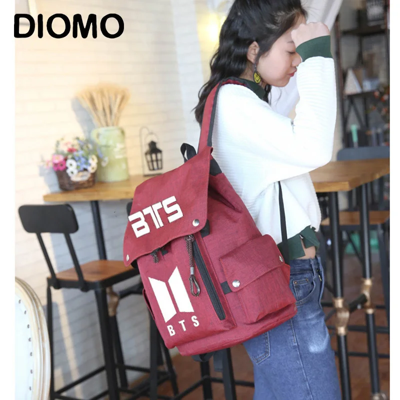 

DIOMO kopo bts bt21 bangtan boys travel laptop vintage string backpack women 2019 feminina school bag for boy bagpack male teens