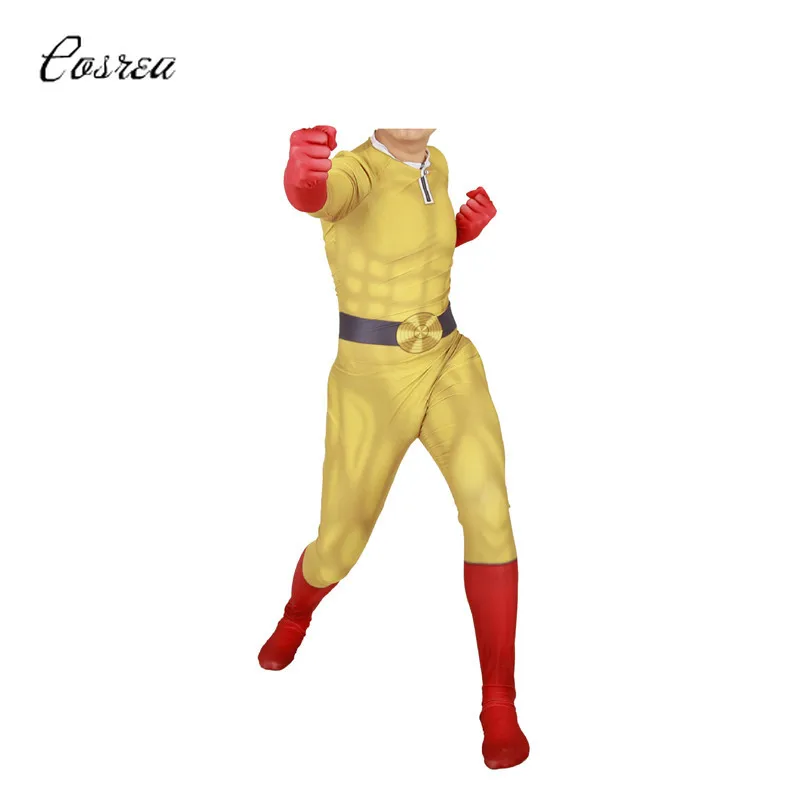 Мужской костюм Game One Punch Сайтама Furukawa Makoto полный на молнии боди костюмы Zentai
